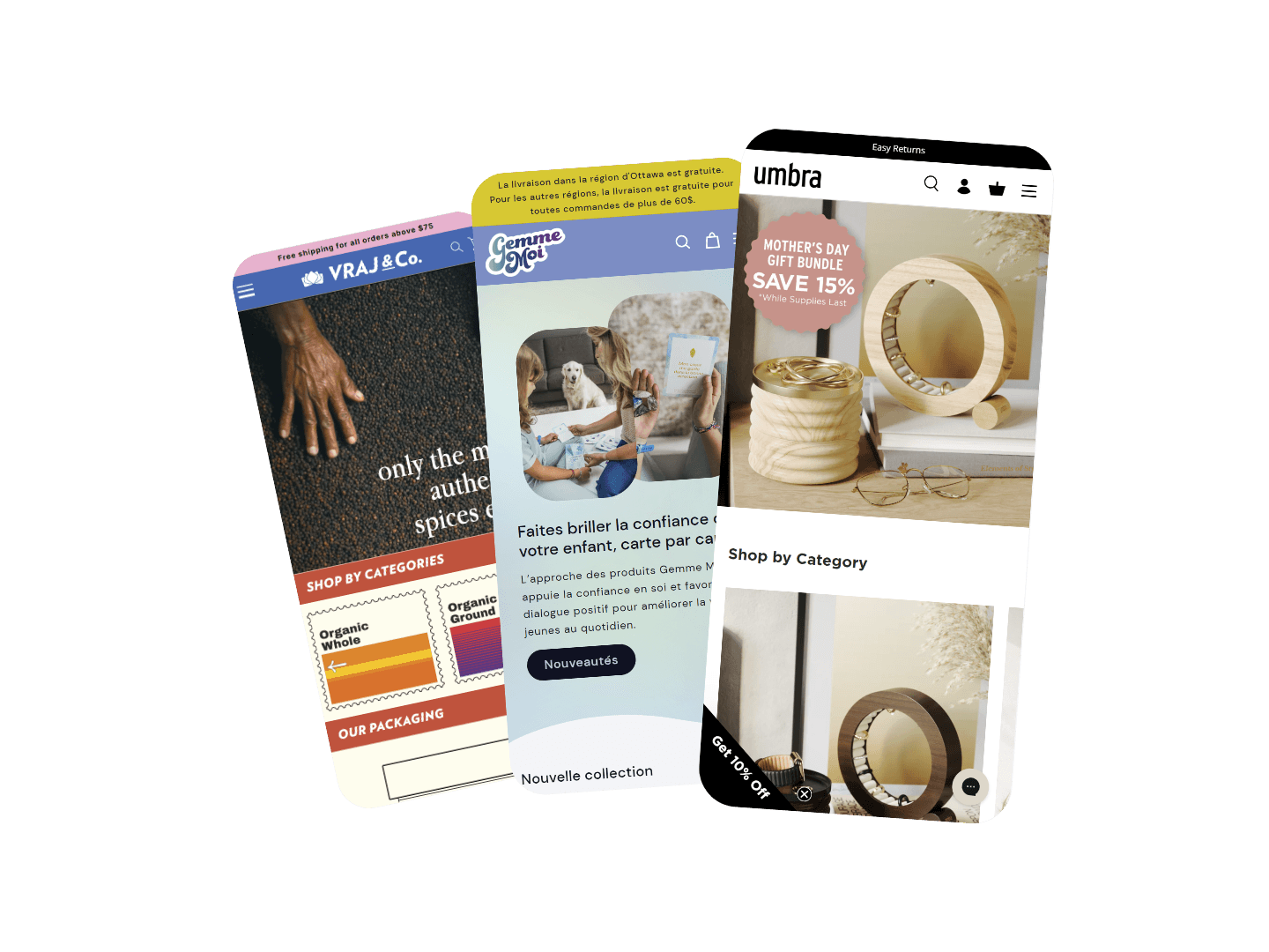 shopify website mobile mockups