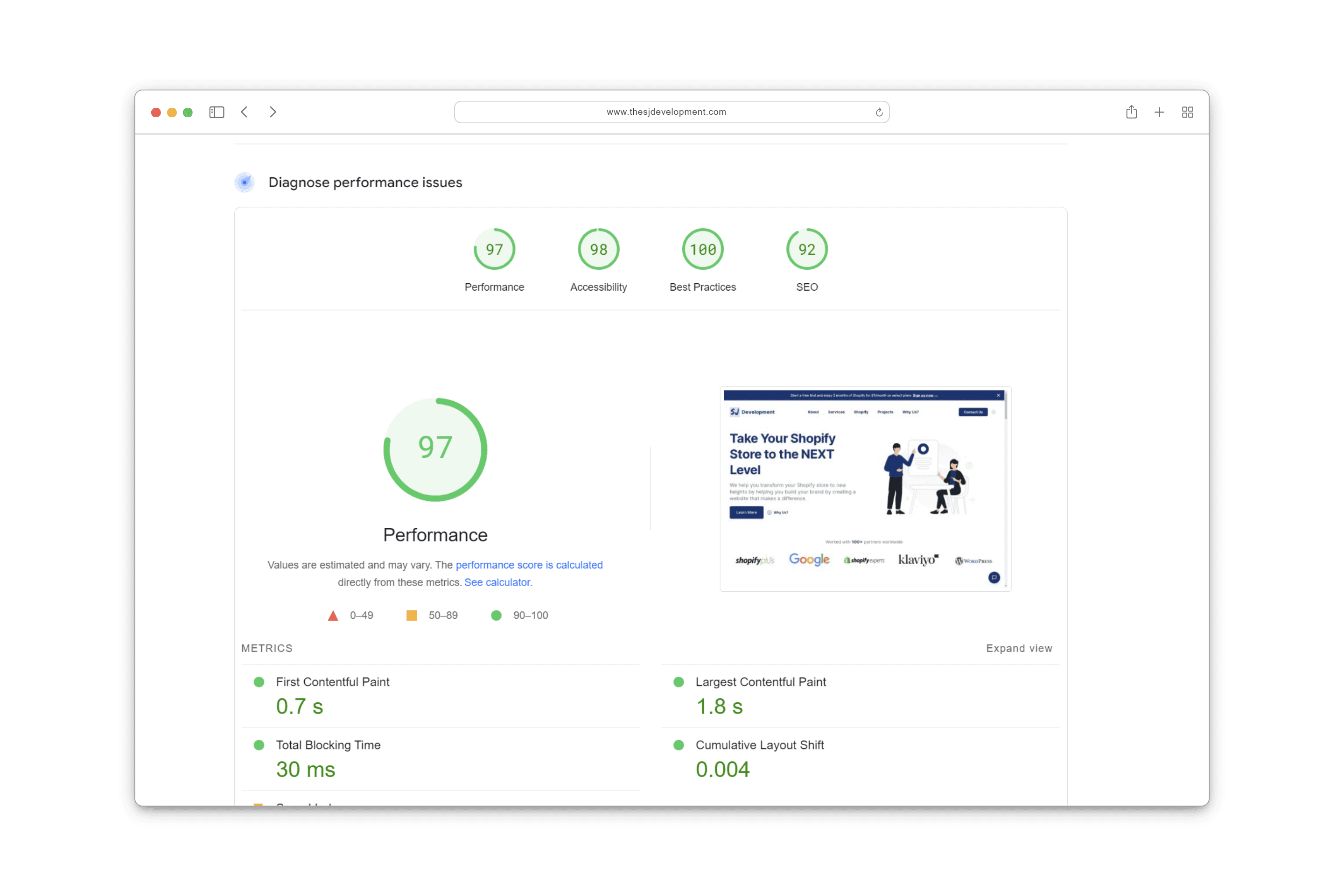 Shopify store in browser screenshot
