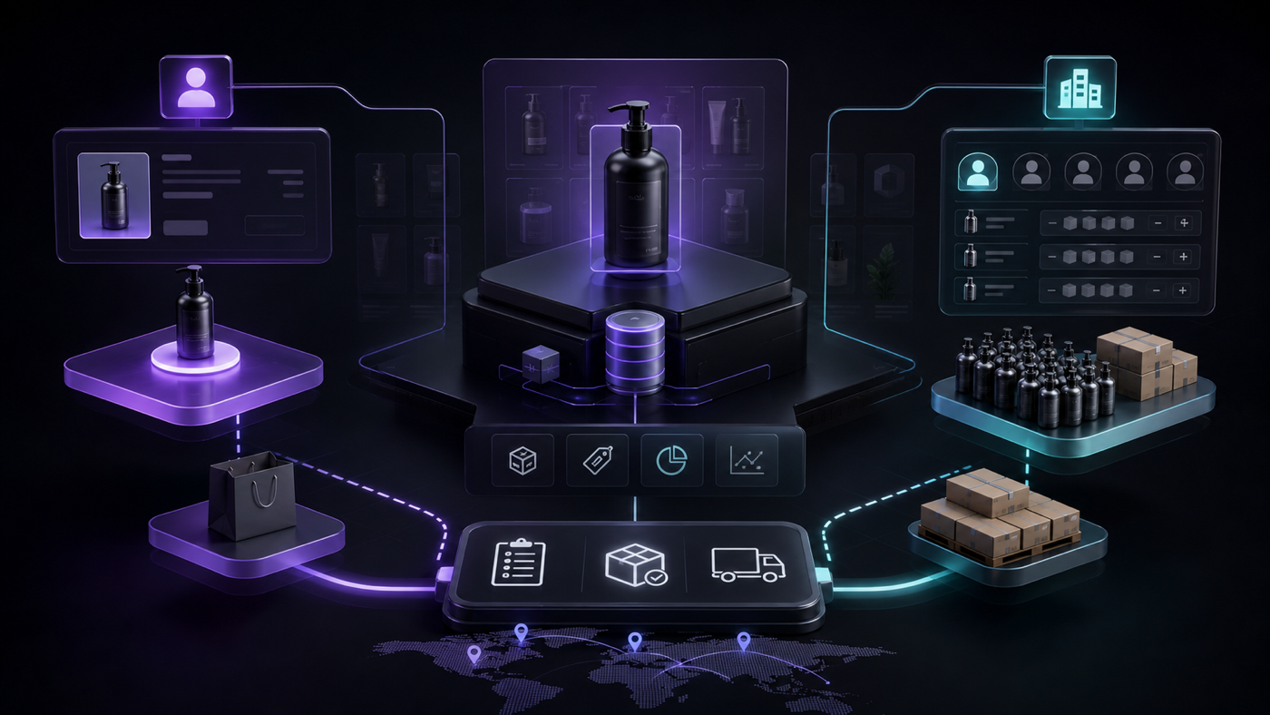 A unified commerce platform serving both individual retail purchases and bulk wholesale orders