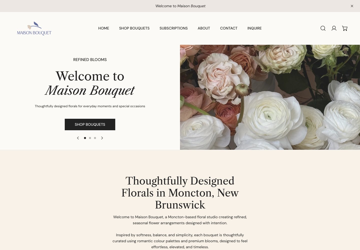 Maison Bouquet website on desktop
