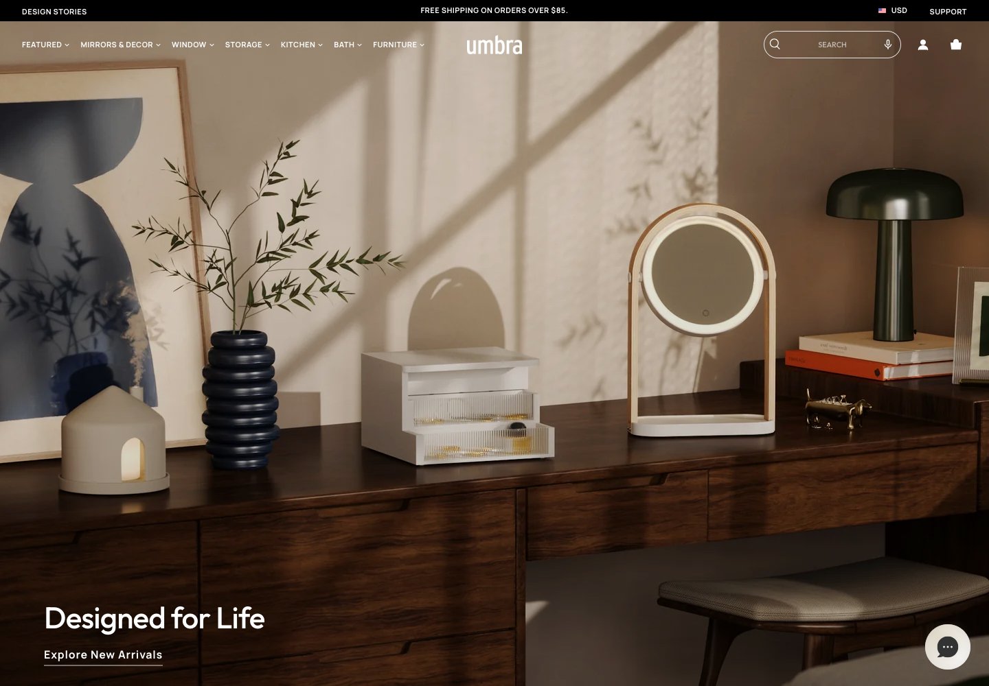 Umbra desktop website overview