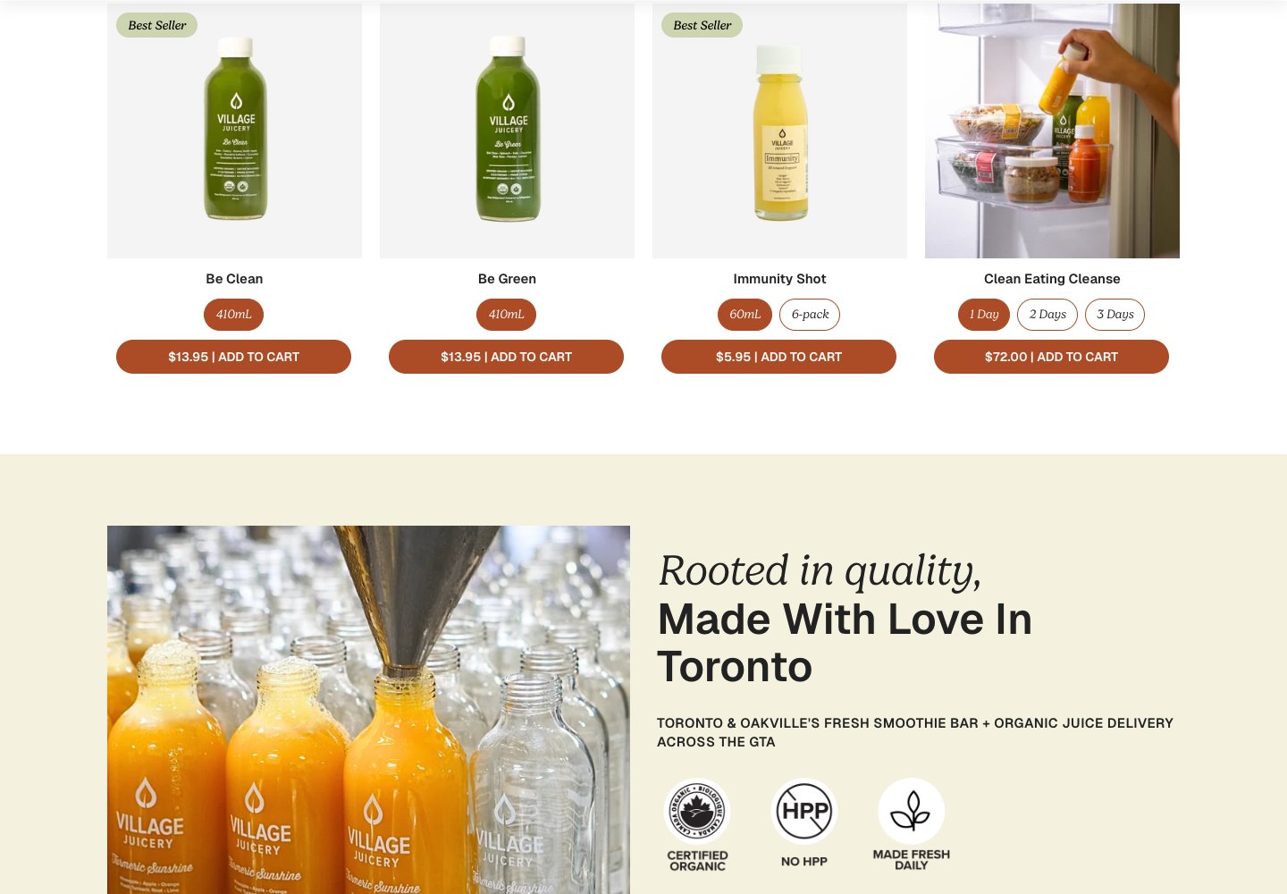 Village Juicery: desktop content and browsing details; open full-size image in a new tab